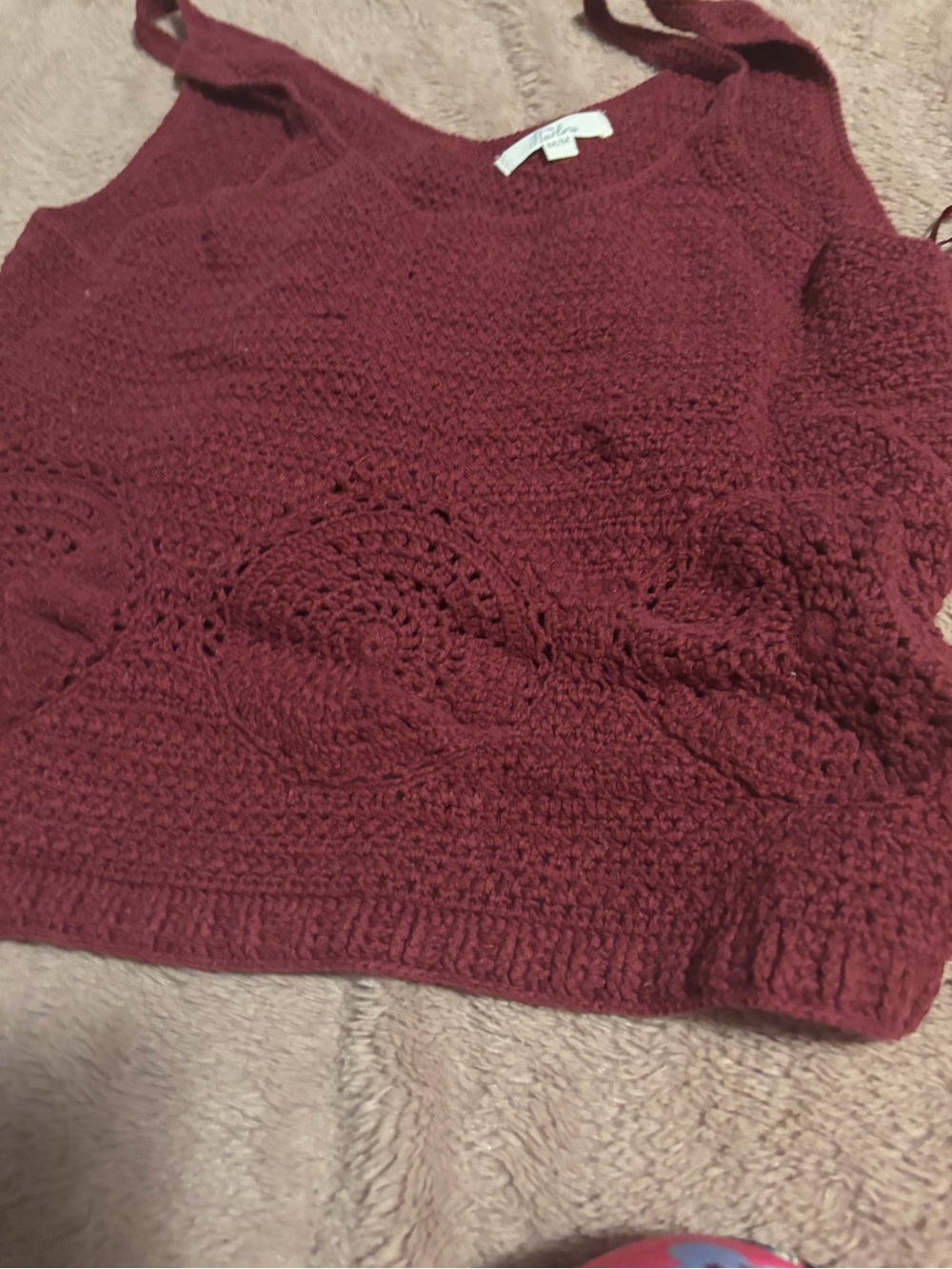 Harlow Burgundy Crochet Tank Top